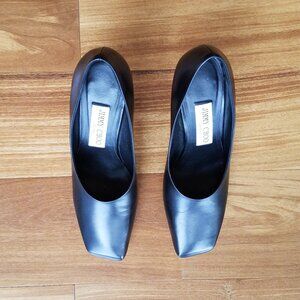 Jimmy Choo Marcela 85 Square-Toe Pumps in Black Calfskin Leather Size 6